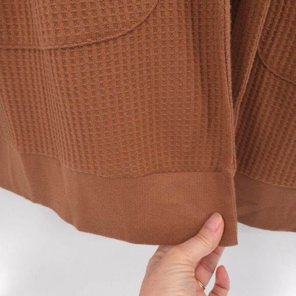 Belle by Kim Gravel Waffle Knit Hooded Cardigan Size 1X Pockets rust orange - Picture 5 of 10